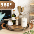 Acacia Wood 13" Lazy Susan Turntable Organizer for Table Top, Farmhouse round Wooden Lazy Susan for Cabinet Kitchen Centerpieces Coffee Table, for Condiments Spices, Bathroom Vanity Tray Decor