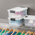 6-Pack Ultra Latching Box, Storage Bins with Lids, Clear Plastic, 18 Qt – Large Heavy-Duty Organizing Bin Containers for Home, Closet, Kitchen, Pantry, Bathroom, and Office