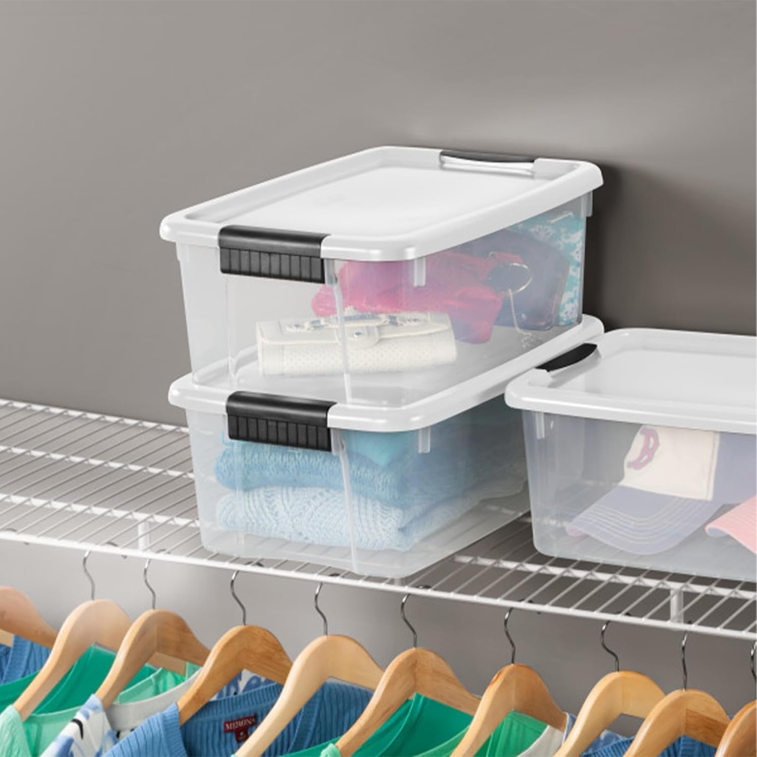 6-Pack Ultra Latching Box, Storage Bins with Lids, Clear Plastic, 18 Qt â€“ Large Heavy-Duty Organizing Bin Containers for Home, Closet, Kitchen, Pantry, Bathroom, and Office