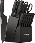 Knife Set,  15 Pieces Knife Sets for Kitchen with Block, Dishwasher Safe Kitchen Knife Set with Built in Sharpener Block, German Stainless Steel Kitchen Utensils Set