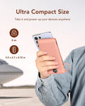 Portable Charger with Built-In AC Plug and Cables, All in One 10000Mah Ultra Slim Power Bank Travel Essentials, Fast Charging Battery Pack Compatible with Iphone, Samsung, More(Dark Pink)