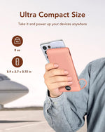 Portable Charger with Built-In AC Plug and Cables, All in One 10000Mah Ultra Slim Power Bank Travel Essentials, Fast Charging Battery Pack Compatible with Iphone, Samsung, More(Dark Pink)