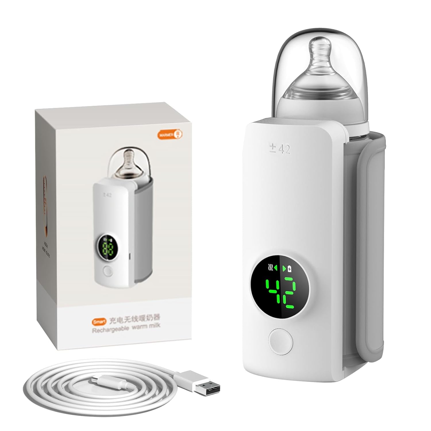 Portable Bottle Warmer,Travel-Friendly,Baby Milk Bottle Heating,Cordless & Rechargable,Baby Bottle Warmer,Comfortable Feeding Bottle Warmer on the Go,Precise Temperature