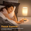 Table Lamp for Bedroom, 3 Way Dimmable Touch Lamp with Dual Charging Station, Small Bedside Lamps for Night Stands, Living Room, Office(Led Bulb Included)