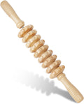 Manual Wooden Fascia Massage Roller Trigger Points for Release Cellulite Sore Muscle Blasting (Straight-9-Wheel)