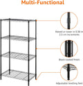 4-Shelf Steel Wire Storage Shelves for Garage, Adjustable Metal Shelving Unit, 200 Lbs per Shelf, 23.2" W X 48" H X 13.4" D, Black | Sturdy, Adjustable, Easy Assembly, Storage