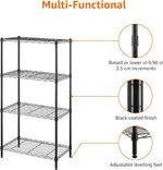 4-Shelf Steel Wire Storage Shelves for Garage, Adjustable Metal Shelving Unit, 200 Lbs per Shelf, 23.2" W X 48" H X 13.4" D, Black | Sturdy, Adjustable, Easy Assembly, Storage