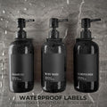 Stylish Shampoo and Conditioner Dispenser Set of 3 for Wall Mount - Modern Drill Free 21Oz Shower Soap Bottles with Labels - Easy Refill Body Wash Dispensers for an Instant Bathroom Decor Upgrade