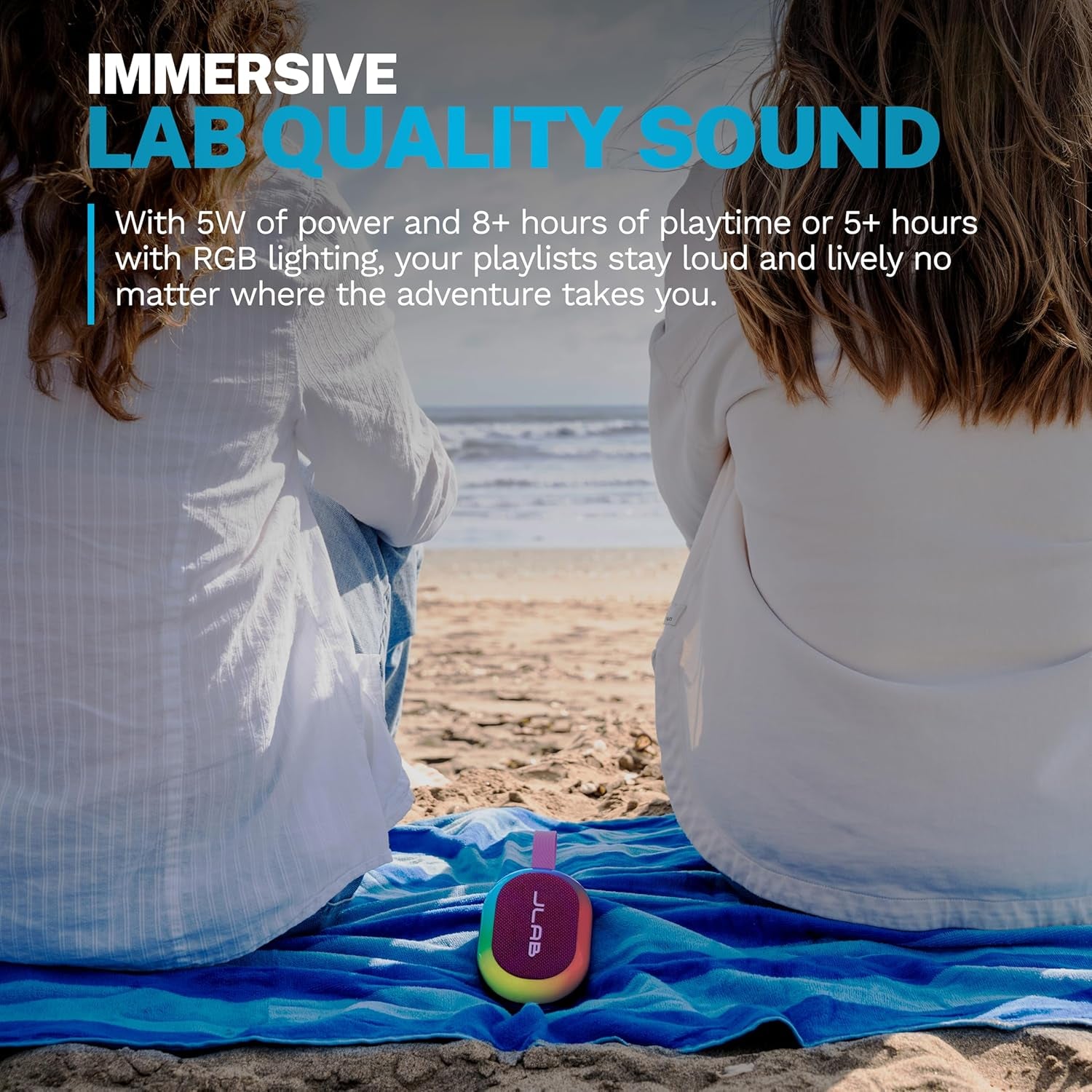 , Pop Party, Portable Bluetooth Speaker, Waterproof, RGB Lighting, Labsync, Mulberry