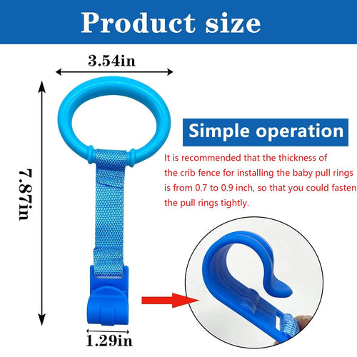 4 Pcs Baby Playpen Pull up Rings- Baby Crib Pull up Rings- Baby Walking Exercises Assistant Rings- Baby Bed Stand up Rings Baby Cot Hanging Rings for Infant Baby Toddler
