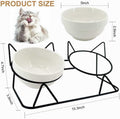 Elevated Tilted Cat Bowls for Indoor Catsï¼ŒRaised Ceramic Cat Bowl Elevated 15Â°,Pet Feeding Bowls for Food and Water anti Vomiting Bowl(Double Ceramics and Tilt Shelf) Suitable