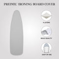 Ironing Board Cover and Pad | 100% Cotton Cover with Padding Standard Size with Aluminum Coating | Heat-Reflective Ironing Board with Elastic Edges Set | 54"X15" Grey