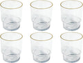 Stax Optic Acrylic Twist Drinking Glass - Clear with Gold Rim - 15.6 Oz - Set of 6