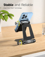 Dual Folding Cell Phone Stand, Fully Adjustable Foldable Desktop Phone Holder Cradle Dock Compatible with Iphone 17 16 15 14 13 12 11 Pro Max Xs Xr X 8, Nintendo Switch, All Phones