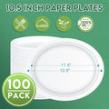 100% Compostable Oval Paper Plates 12 Inch Bulk 100 Count, Heavy Duty Large Disposable Plates, Eco-Renewable Sugarcane Pulp Plates for Party,Dinner& Daily Use, White