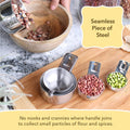 Measuring Cups & Spoons Set of 12, 18/08 Stainless Steel Kitchen Gadgets, Stackable Design with Long Handle Spoons, Fits in Spice Jars, Cooking & Baking Set for Dry & Liquid