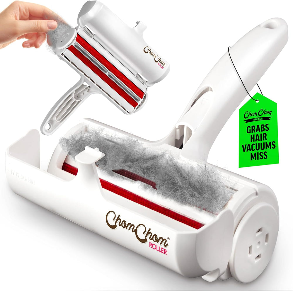 Pet Hair Remover â€“ Original Size Reusable Lint Roller for Cat & Dog Hair on Furniture, Couch, Carpet, Car, Rugs & Bedding â€“ Portable, Eco-Friendly (White)