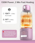 Portable Bottle Warmer for Travel, 17 Oz Large Capacity & 16000Mah Extended Battery Life, 8 Temp Contorl, Breastmilk/Formula/Water/Milk 2Min Fast Warmer Heating, Ideal for Travel, Outdoor