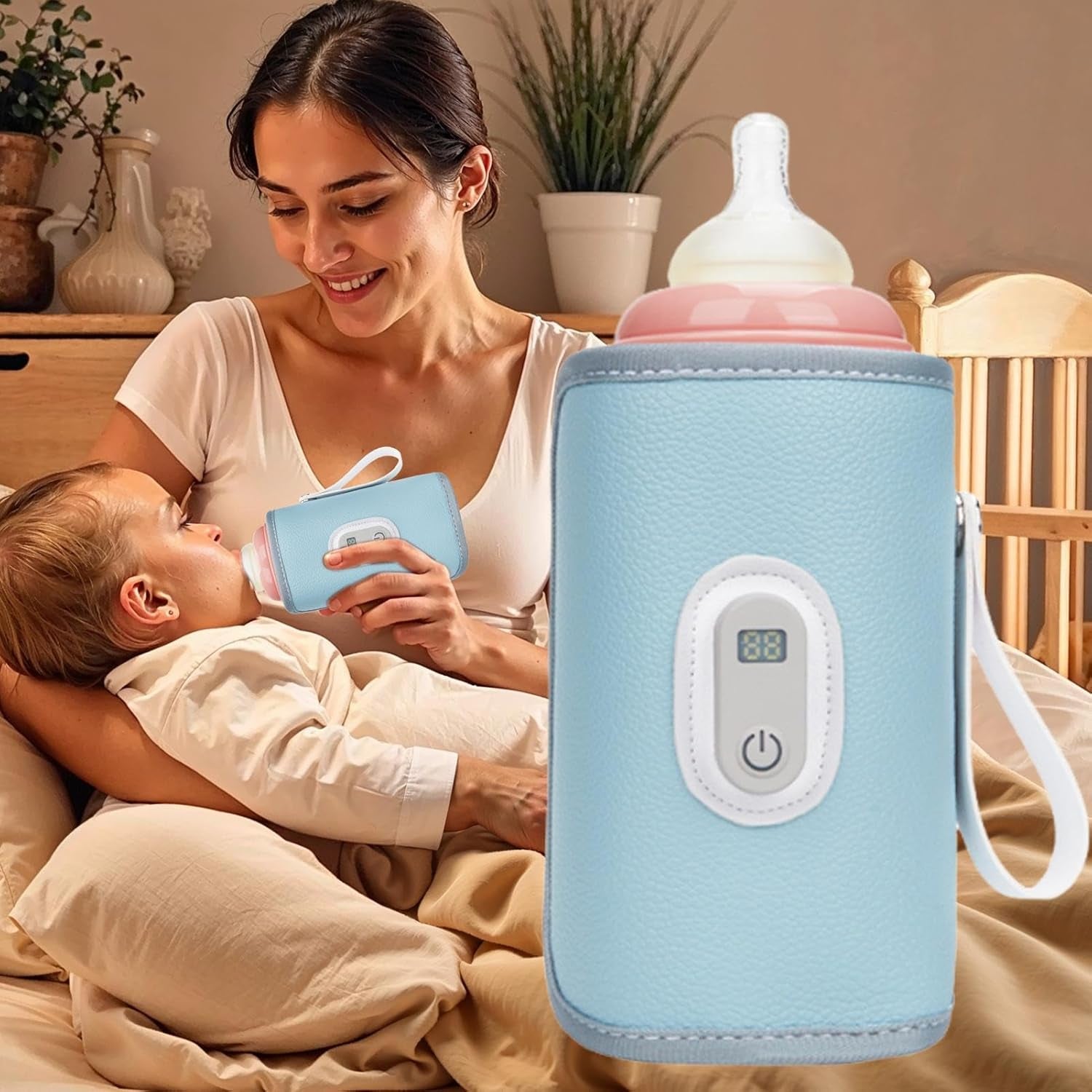 Rechargeable Bottle Warmer - Portable Milk Warmer, Fast Heating Bottle Warming for Breastmilk & Water | Precise Temperature Control, Digital Display for Travel, Mom & Dad, Home