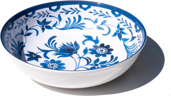 Medallion Flower Melamine Serving Bowl - Blue - 11.9"