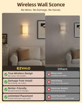 Battery Operated Wall Sconce, Rechargeable Wall Sconces Set of Two with Remote, 3 Color & 80 RGB Wireless Wall Mount Light, Dimmable, Timer, Peel and Stick, Fabric Linen Wall Lights for Bedroom