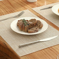 Beige Placemats Set of 4 - Heat-Resistant, Non-Slip Table Mats, Washable Woven Vinyl for Indoor & Outdoor Dining