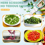 Herb Scissors with 5 Blades and Cover, Kitchen Herb Cutter with Cleaning Comb, Stainless Steel Multi Blade Herb Shears for Basil Parsley Cilantro, Easy Clean Cooking Tool, Unique Kitchen Gadgets Gift