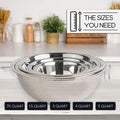 Meal Prep Stainless Steel Mixing Bowl (5-Piece Set) Home, Refrigerator, and Kitchen Food Storage Organizers | Ecofriendly, Heavy Duty, No Lids