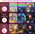 Motion Activated LED Strip under Bed Lights, 9.8Ft RGB LED Strip Lights with Motion Sensor, Remote, App Control, Music Sync Motion Sensor LED Light Strip USB Powered for Bedroom Cabinet TV PC