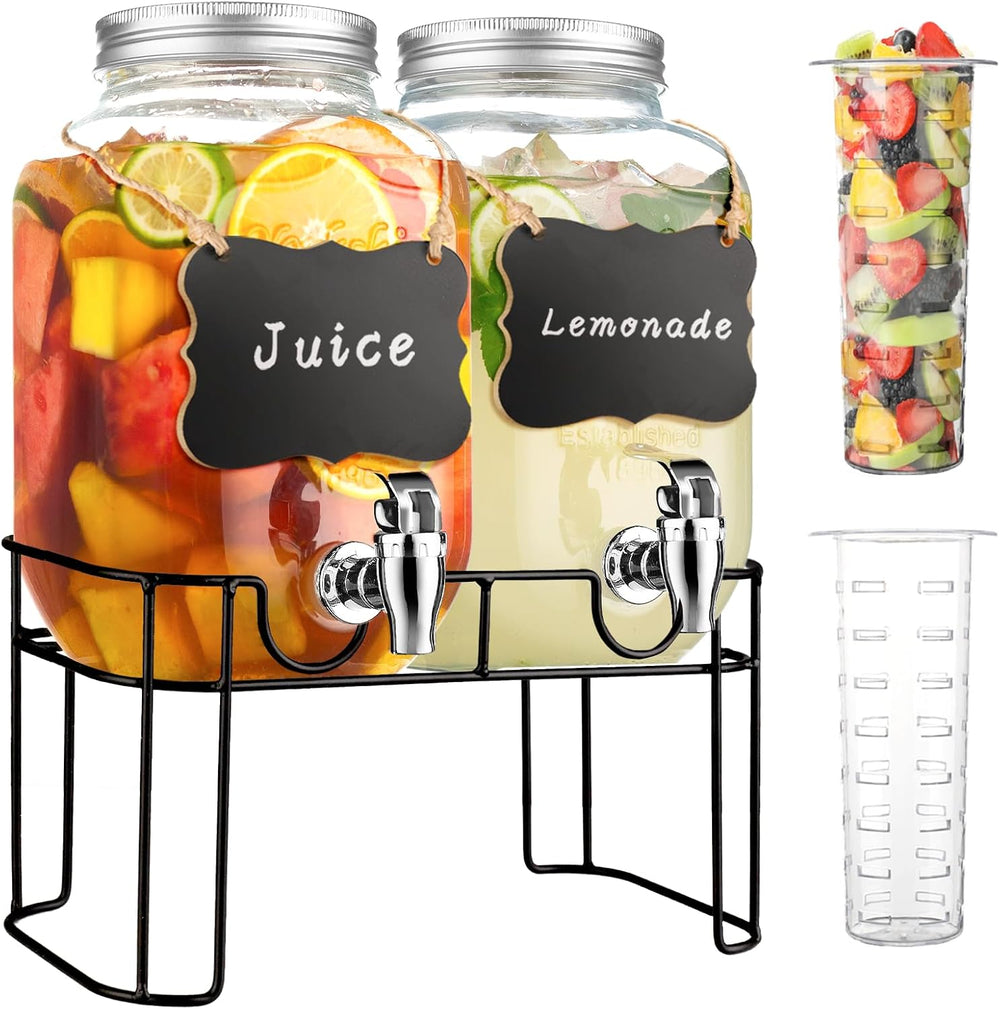 1 Gallon Glass Drink Dispensers for Partiesï¼ŒLemonade Beverage Dispenser with Stand and Spigot for BBQ, Picnic, Party,Laundry Detergent Dispenser