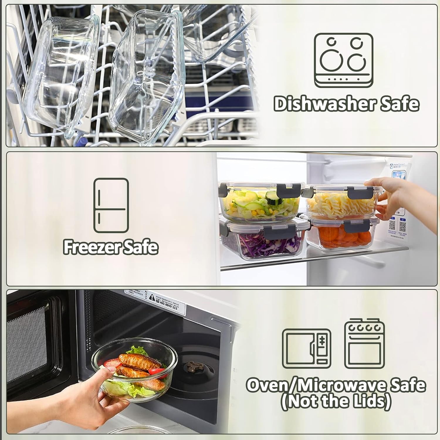 30 Pieces Glass Food Storage Containers with Snap Locking Lids,Glass Meal Prep Containers Set - Airtight Lunch Containers, Microwave, Oven, Freezer and Dishwasher