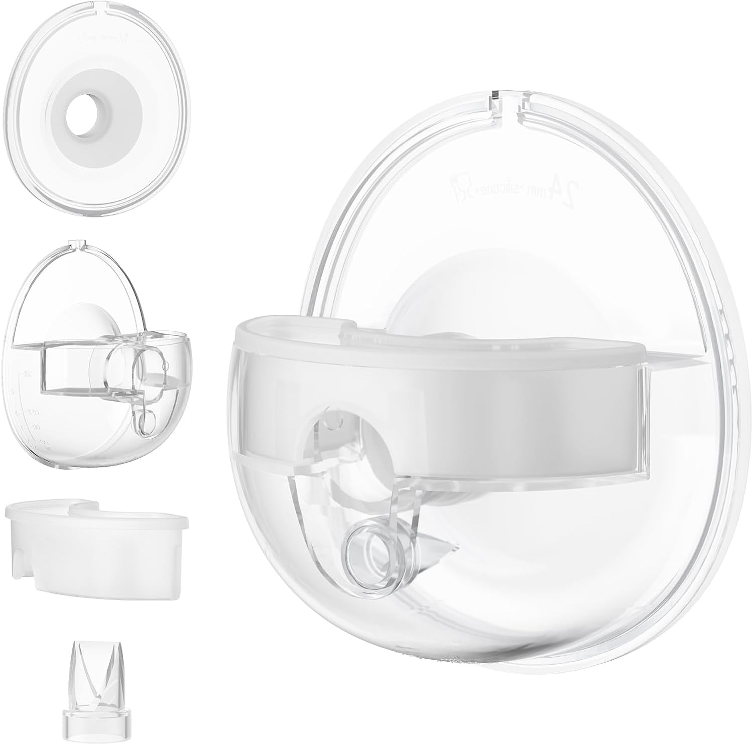 P16 Replacement Full Set Collector Cup, Only Compatible with P16 Wearable Breast Pump (150Ml, 24Mm Flange), Original Accessories, 1 Set
