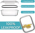 5Pack 22Oz Glass Storage Containers with Lids, Glass Meal Prep Food Container Sets with Snap Airtight Lids for Microwave, Oven, Freezer and Dishwasher, Grey