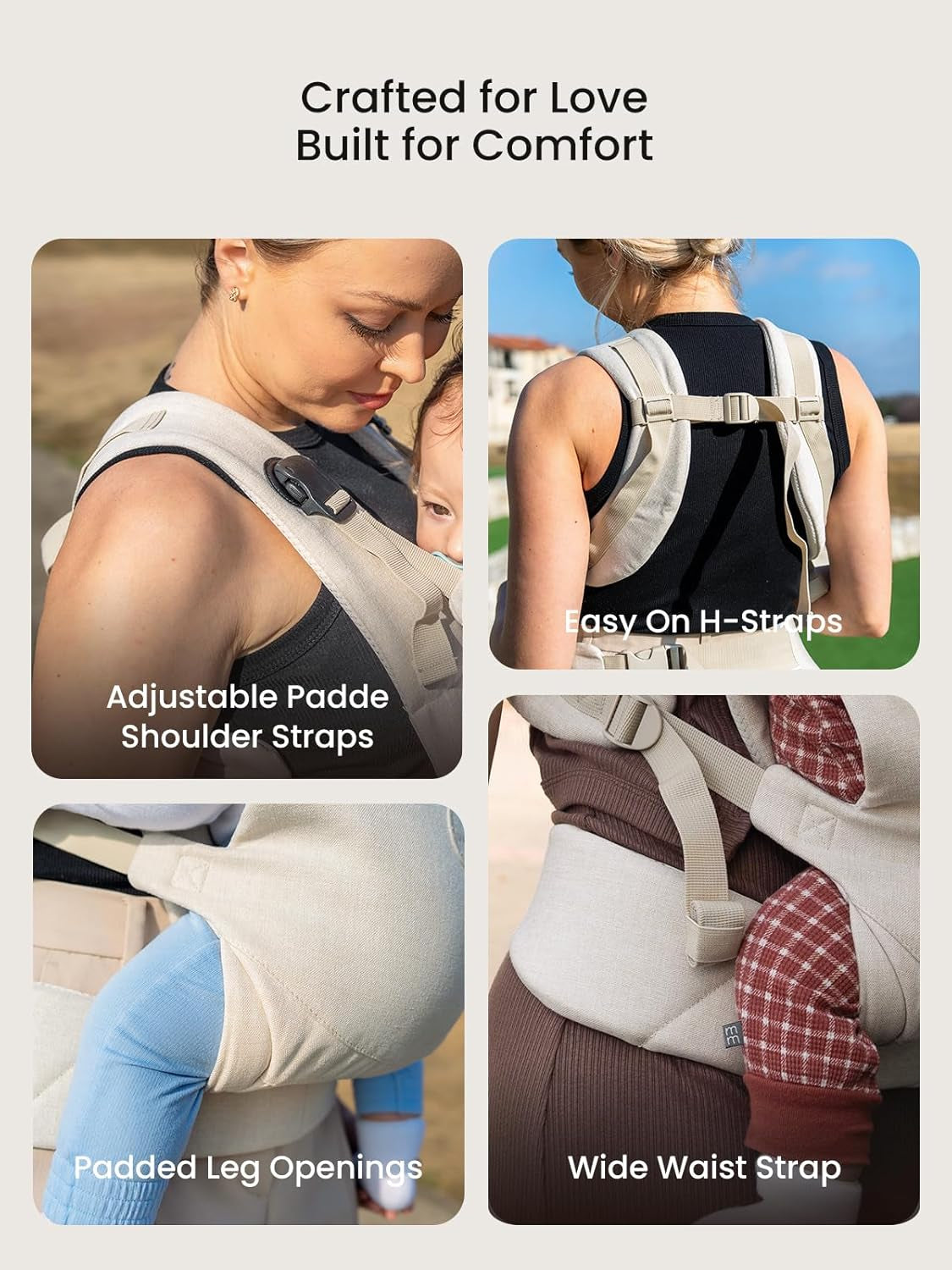Baby Carrier, One-Click Release Clasp for Easy to Wear, Cozy Wraps Carrier Newborn to Toddler with Head Support(7-44Lbs), Ergonomic & Lightweight for Infant to Toddler, Cream