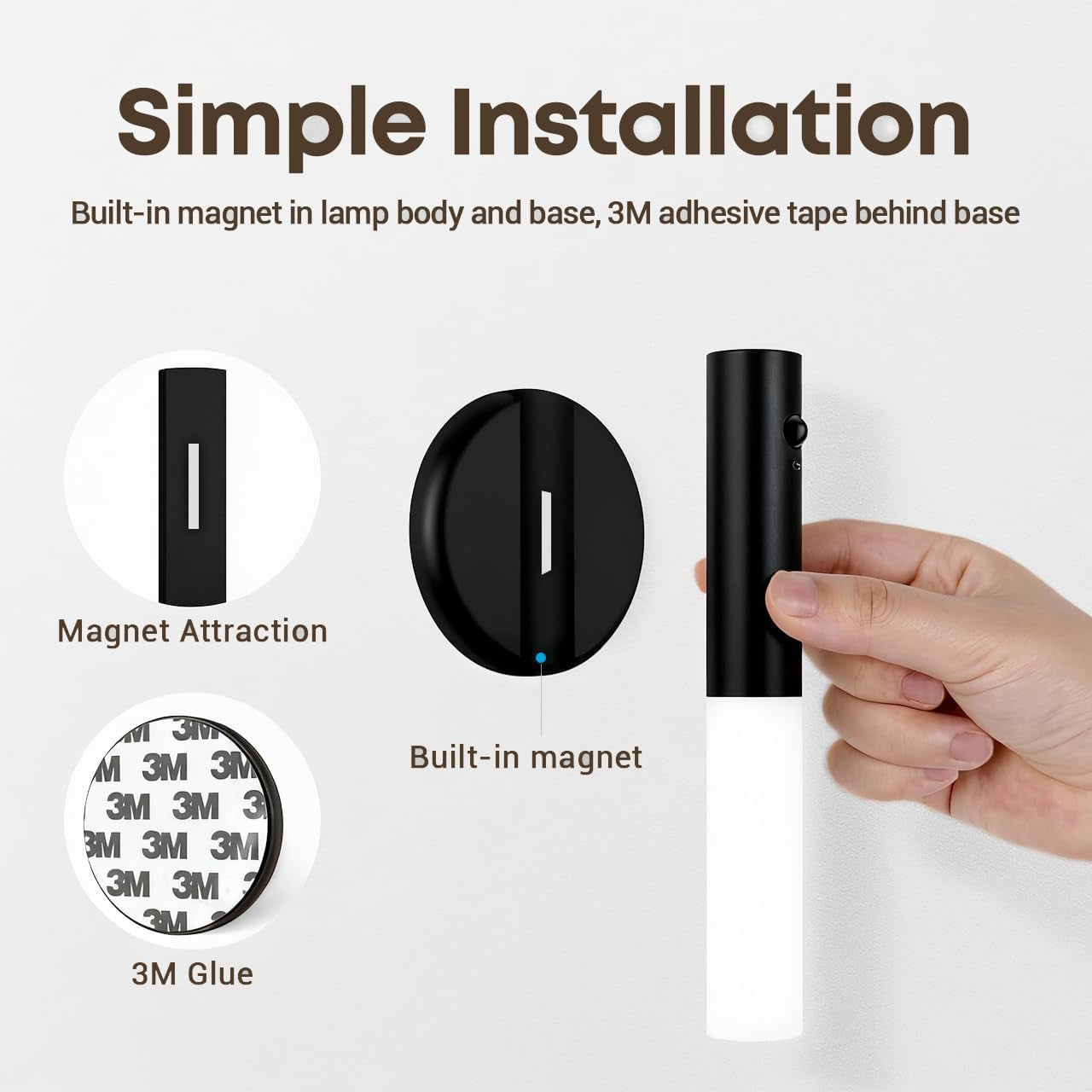 Motion Sensor Night Lights Indoor, Dimmable Lighting Decor for Stair, Bedroom, Kids Room,Magnetic Hallway Rechargeable LED Wireless Battery Operated Wall Sconce