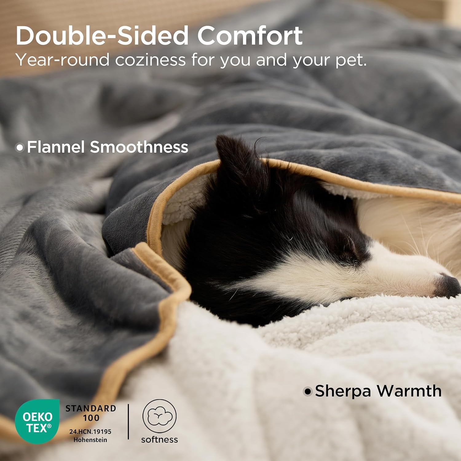 Bedsure Waterproof Dog Blankets for Small Dogs - Small Cat Blanket Washable for Couch Protection, Sherpa Fleece Puppy Blanket, Soft Plush Reversible Throw Furniture Protector, 25"X35", Grey