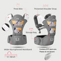 Baby Carrier,  Multifunction Baby Carrier Hip Seat (Ergonomic M Position) for 3-36 Month Baby, 6-In-1 Ways to Carry, All Seasons, Adjustable Size, Perfect for Shopping Travelling (Grey)