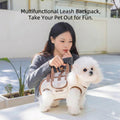 Outdoor Pet Multifunctional Crossbody Bag, Small Dog and Cat Carrier, Hands-Free Shoulder Sling, Adjustable Strap (Brown, Medium)