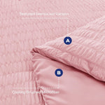 Pink Full Size Comforter Sets Seersucker 7 Pieces, All Season Luxury Bed in a Bag for Bedroom, Bedding Set with Comforters, Sheets, Pillowcases & Shams