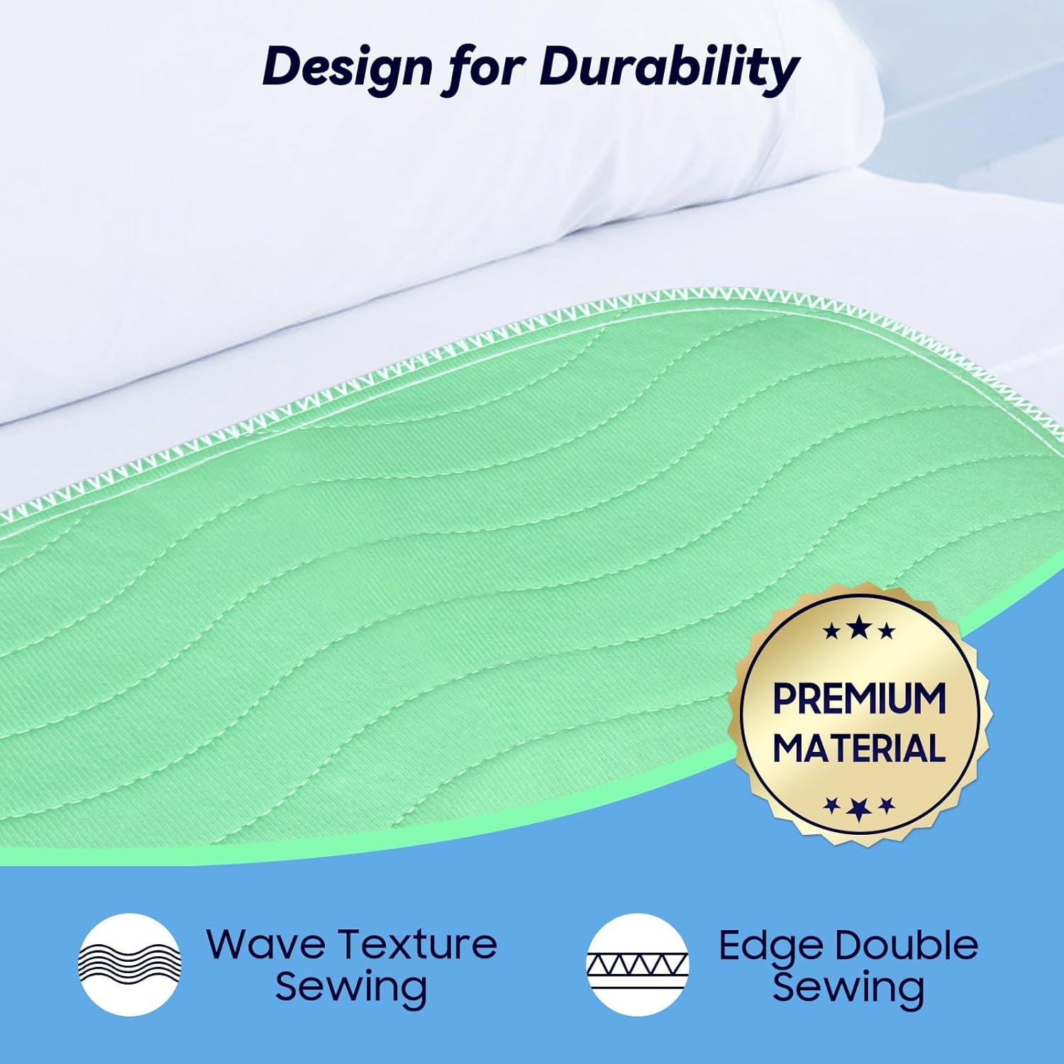 4 Pack 36â€ X 36â€ Extra Heavy Absorbency Washable Underpads, Waterproof Quick Drying Nursing Incontinence Reusable Washable Bed Pee Pads for Dogs, Diaper Changing & Adults, Green