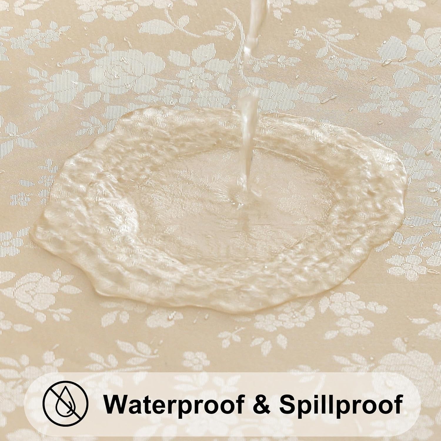 Rectangle Table Cloth, Waterproof Heavy Duty Vinyl Tablecloths, Wipeable Washable Table Cover for Kitchen and Dining Room (Beige, 60" X 84")