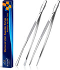 2 Pcs 12-Inch Kitchen Tweezers Fine Tweezer Tongs, Extra-Long Stainless Steel Cooking Tweezers (Silver)