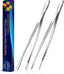 2 Pcs 12-Inch Kitchen Tweezers Fine Tweezer Tongs, Extra-Long Stainless Steel Cooking Tweezers (Silver)