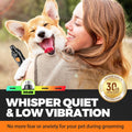 Whisper Quiet Dog Nail Grinder with 4 LED Lights, Safe & Stress-Free for Sensitive Dogs Cats of All Breeds & Sizes, 3 Grinding Bits, 3-Speed, Pet Nail Trimmers, Rechargeable Painless Grooming Kit