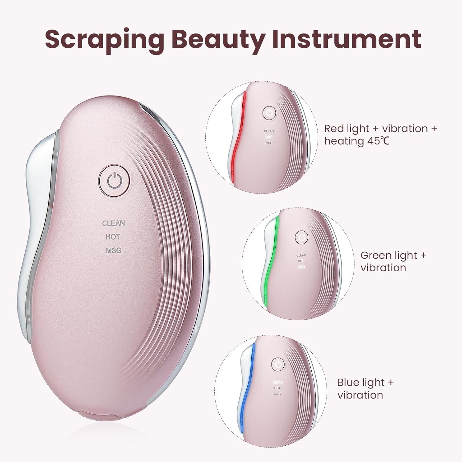 Heat Electric Gua Sha Tool, Face Massager | 4-In-1 Multiple Function Gua Sha Electric Massager for the Face and Neck