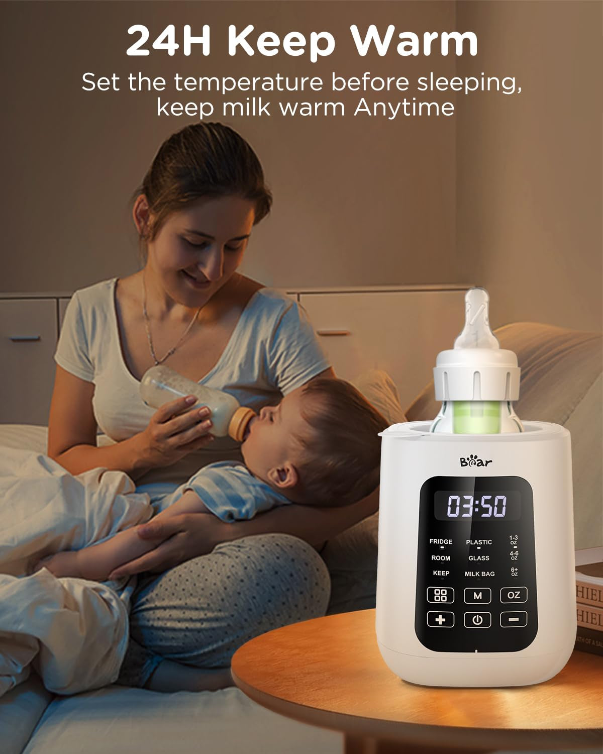 Baby Bottle Warmer, Milk Warmer Breastmilk Bag Formula Fast Warming for New Born Baby Bottles, with Time Temp Control Automatic Shut off at Home Use