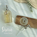 2PACK 18 Oz Glass Soap Dispenser with Rust Proof Stainless Steel Pump, Refillable Hand Soap Dispenser with Vertical Stripe, Premium Bathroom Soap Dispenser for Kitchen & Bathroom