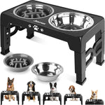 Elevated Dog Bowls for Small Medium Large Size Dogs, Non-Slip Dog Feeder with 2 Food Water Bowls, 2-5 Heights Adjustable Raised Bowls Stand