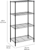4-Shelf Steel Wire Storage Shelves for Garage, Adjustable Metal Shelving Unit, 200 Lbs per Shelf, 23.2" W X 48" H X 13.4" D, Black | Sturdy, Adjustable, Easy Assembly, Storage