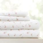 4 Piece Queen Sheet Set - Breathable, Double-Brushed Patterned Cooling Sheets – Oeko-Tex Certified Ultra Soft & Wrinkle-Free 16" Deep-Pocket Queen Sheets - Easy Care Soft Floral Pink